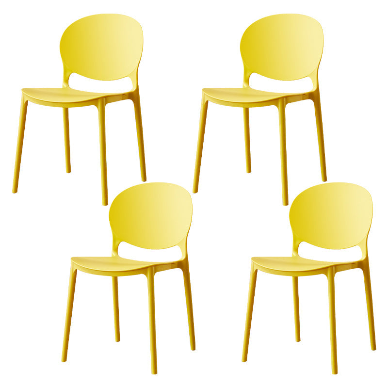 Scandinavian Kitchen Open Back Side Chair Matte Finish Plastic Dining Chair Yellow 4 Piece Set Clearhalo ' kitchen&dining_furn' 'Dining Chairs' 'Dining Tables & Seating' 'dining_chair' 'furn' 'furn_dining_chair' 'Furniture' 'furniture_dining_chair' 'Kitchen & Dining Furniture' 'kitchen' 4238316