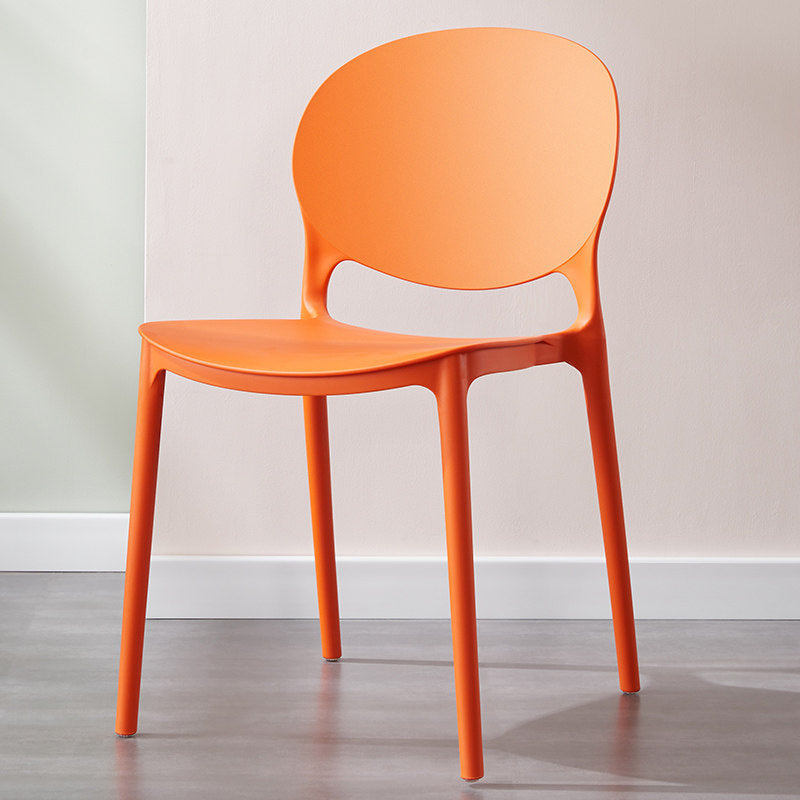 Scandinavian Kitchen Open Back Side Chair Matte Finish Plastic Dining Chair Orange 1 Piece Clearhalo ' kitchen&dining_furn' 'Dining Chairs' 'Dining Tables & Seating' 'dining_chair' 'furn' 'furn_dining_chair' 'Furniture' 'furniture_dining_chair' 'Kitchen & Dining Furniture' 'kitchen' 4238317