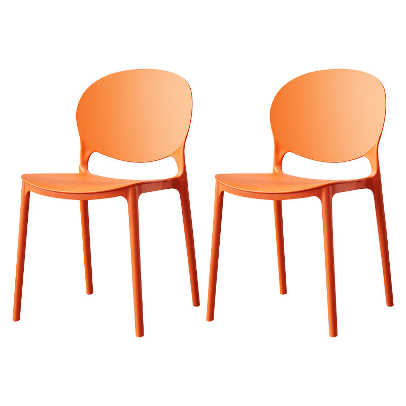 Scandinavian Kitchen Open Back Side Chair Matte Finish Plastic Dining Chair Orange 2 Piece Set Clearhalo ' kitchen&dining_furn' 'Dining Chairs' 'Dining Tables & Seating' 'dining_chair' 'furn' 'furn_dining_chair' 'Furniture' 'furniture_dining_chair' 'Kitchen & Dining Furniture' 'kitchen' 4238318