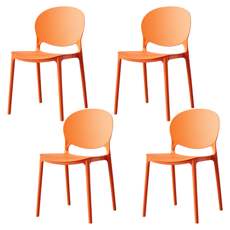 Scandinavian Kitchen Open Back Side Chair Matte Finish Plastic Dining Chair Orange 4 Piece Set Clearhalo ' kitchen&dining_furn' 'Dining Chairs' 'Dining Tables & Seating' 'dining_chair' 'furn' 'furn_dining_chair' 'Furniture' 'furniture_dining_chair' 'Kitchen & Dining Furniture' 'kitchen' 4238319
