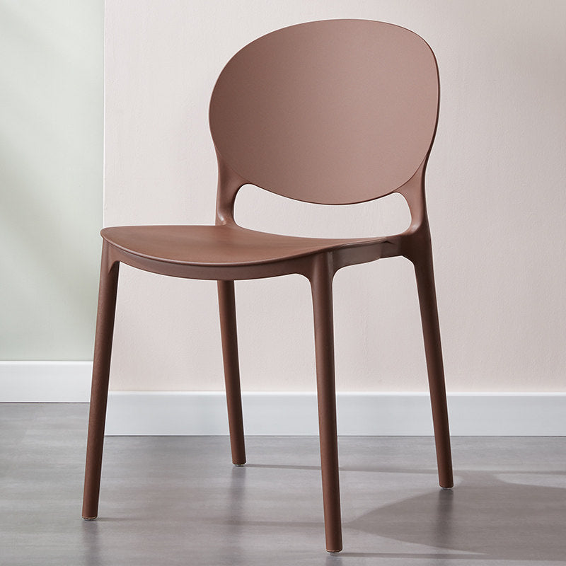 Scandinavian Kitchen Open Back Side Chair Matte Finish Plastic Dining Chair Coffee 1 Piece Clearhalo ' kitchen&dining_furn' 'Dining Chairs' 'Dining Tables & Seating' 'dining_chair' 'furn' 'furn_dining_chair' 'Furniture' 'furniture_dining_chair' 'Kitchen & Dining Furniture' 'kitchen' 4238338