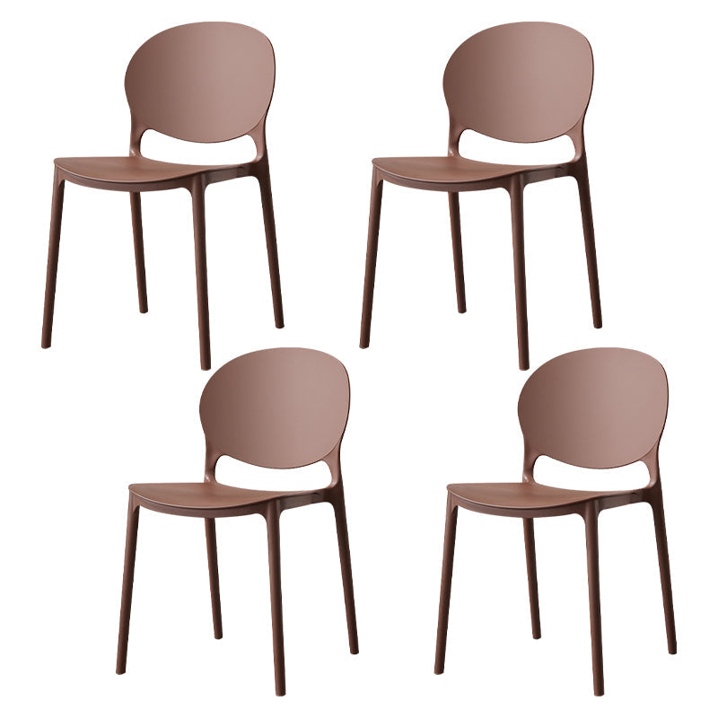 Scandinavian Kitchen Open Back Side Chair Matte Finish Plastic Dining Chair Coffee 4 Piece Set Clearhalo ' kitchen&dining_furn' 'Dining Chairs' 'Dining Tables & Seating' 'dining_chair' 'furn' 'furn_dining_chair' 'Furniture' 'furniture_dining_chair' 'Kitchen & Dining Furniture' 'kitchen' 4238340