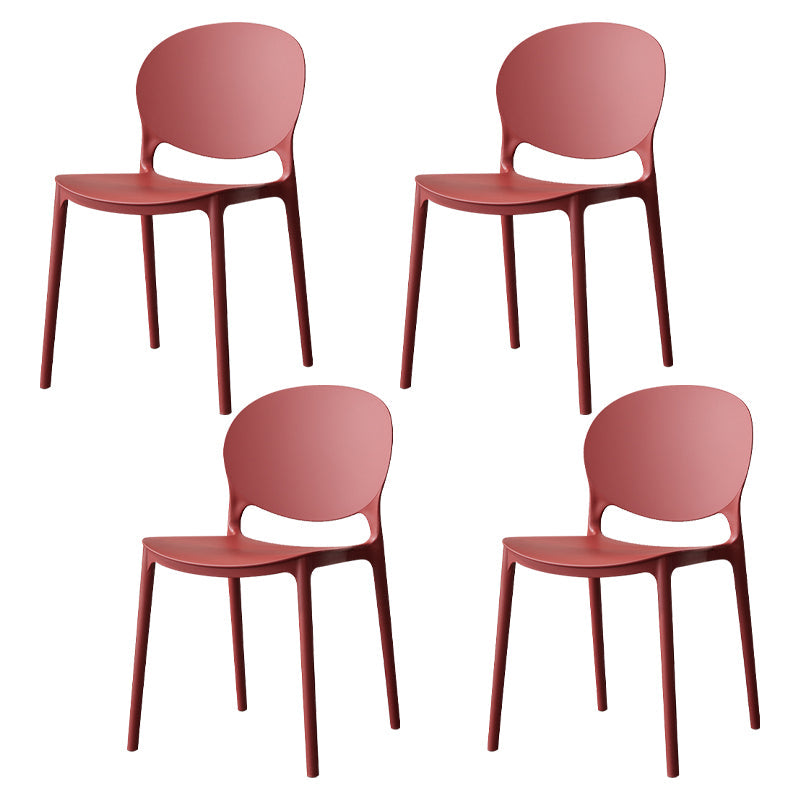 Scandinavian Kitchen Open Back Side Chair Matte Finish Plastic Dining Chair Burgundy 4 Piece Set Clearhalo ' kitchen&dining_furn' 'Dining Chairs' 'Dining Tables & Seating' 'dining_chair' 'furn' 'furn_dining_chair' 'Furniture' 'furniture_dining_chair' 'Kitchen & Dining Furniture' 'kitchen' 4238343