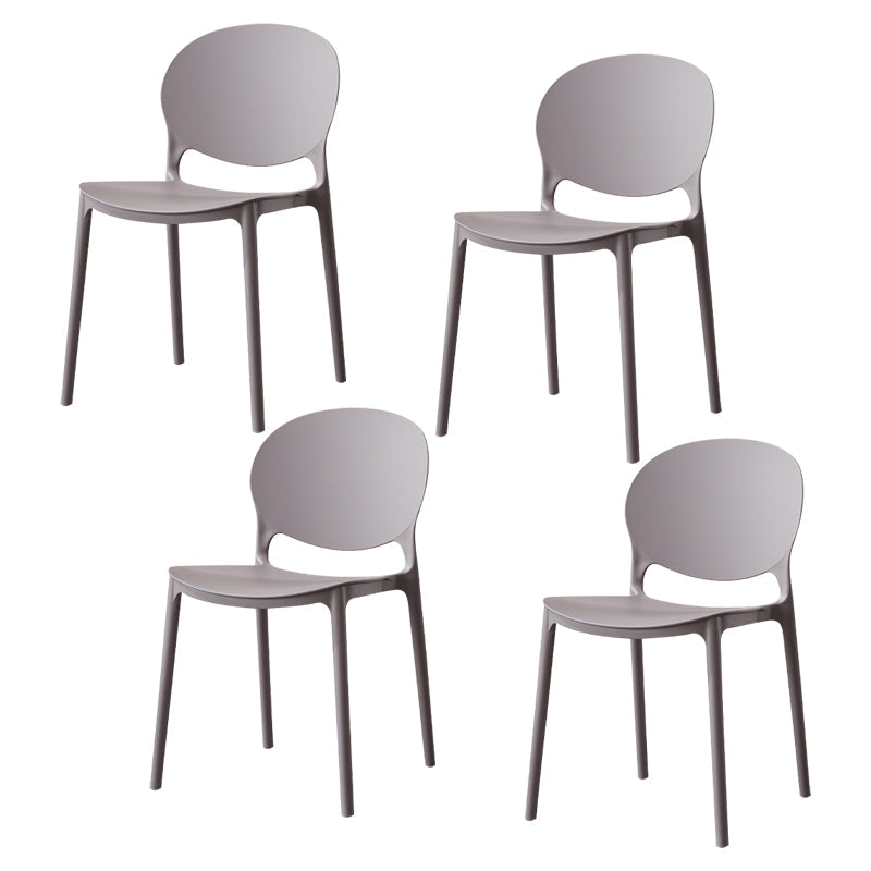Scandinavian Kitchen Open Back Side Chair Matte Finish Plastic Dining Chair Silver Gray 4 Piece Set Clearhalo ' kitchen&dining_furn' 'Dining Chairs' 'Dining Tables & Seating' 'dining_chair' 'furn' 'furn_dining_chair' 'Furniture' 'furniture_dining_chair' 'Kitchen & Dining Furniture' 'kitchen' 4238352