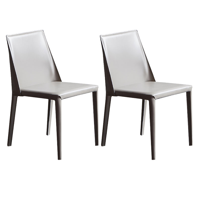 Contemporary Dining Side Chair Leather Brasserie Armless Solid Back Chair Grey 2 Piece Set Clearhalo ' kitchen&dining_furn' 'Dining Chairs' 'Dining Tables & Seating' 'dining_chair' 'furn' 'furn_dining_chair' 'Furniture' 'furniture_dining_chair' 'Kitchen & Dining Furniture' 'kitchen' 4238367