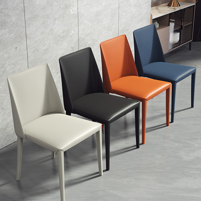 Contemporary Dining Side Chair Leather Brasserie Armless Solid Back Chair Clearhalo ' kitchen&dining_furn' 'Dining Chairs' 'Dining Tables & Seating' 'dining_chair' 'furn' 'furn_dining_chair' 'Furniture' 'furniture_dining_chair' 'Kitchen & Dining Furniture' 'kitchen' 4238370
