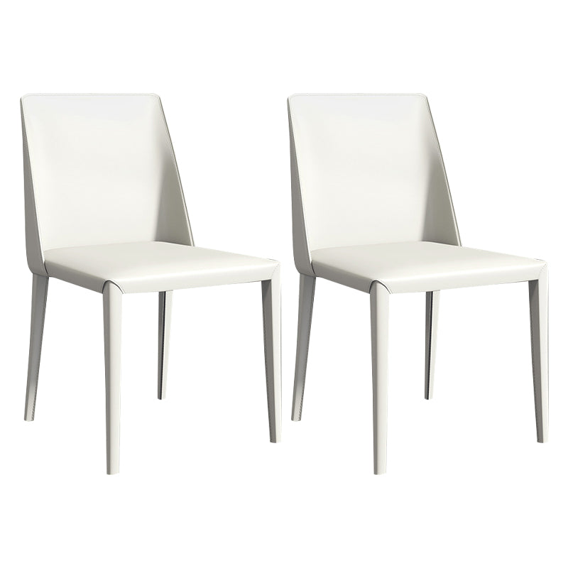 Contemporary Dining Side Chair Leather Brasserie Armless Solid Back Chair Off-White 2 Piece Set Clearhalo ' kitchen&dining_furn' 'Dining Chairs' 'Dining Tables & Seating' 'dining_chair' 'furn' 'furn_dining_chair' 'Furniture' 'furniture_dining_chair' 'Kitchen & Dining Furniture' 'kitchen' 4238372