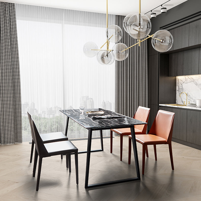 Contemporary Dining Side Chair Leather Brasserie Armless Solid Back Chair Clearhalo ' kitchen&dining_furn' 'Dining Chairs' 'Dining Tables & Seating' 'dining_chair' 'furn' 'furn_dining_chair' 'Furniture' 'furniture_dining_chair' 'Kitchen & Dining Furniture' 'kitchen' 4238379