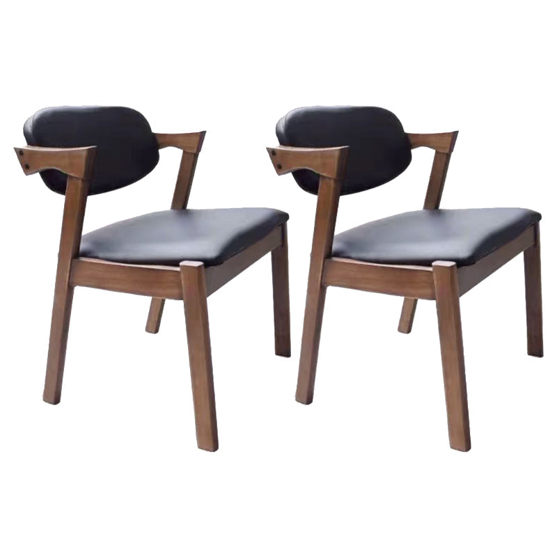 Contemporary Kitchen Open Back Side Chair Natural Leather Dining Chair Walnut 2 Piece Set Clearhalo ' kitchen&dining_furn' 'Dining Chairs' 'Dining Tables & Seating' 'dining_chair' 'furn' 'furn_dining_chair' 'Furniture' 'furniture_dining_chair' 'Kitchen & Dining Furniture' 'kitchen' 4238383
