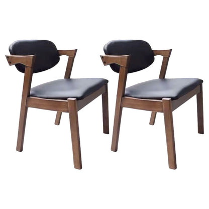 Contemporary Kitchen Open Back Side Chair Natural Leather Dining Chair Walnut 2 Piece Set Clearhalo ' kitchen&dining_furn' 'Dining Chairs' 'Dining Tables & Seating' 'dining_chair' 'furn' 'furn_dining_chair' 'Furniture' 'furniture_dining_chair' 'Kitchen & Dining Furniture' 'kitchen' 4238383