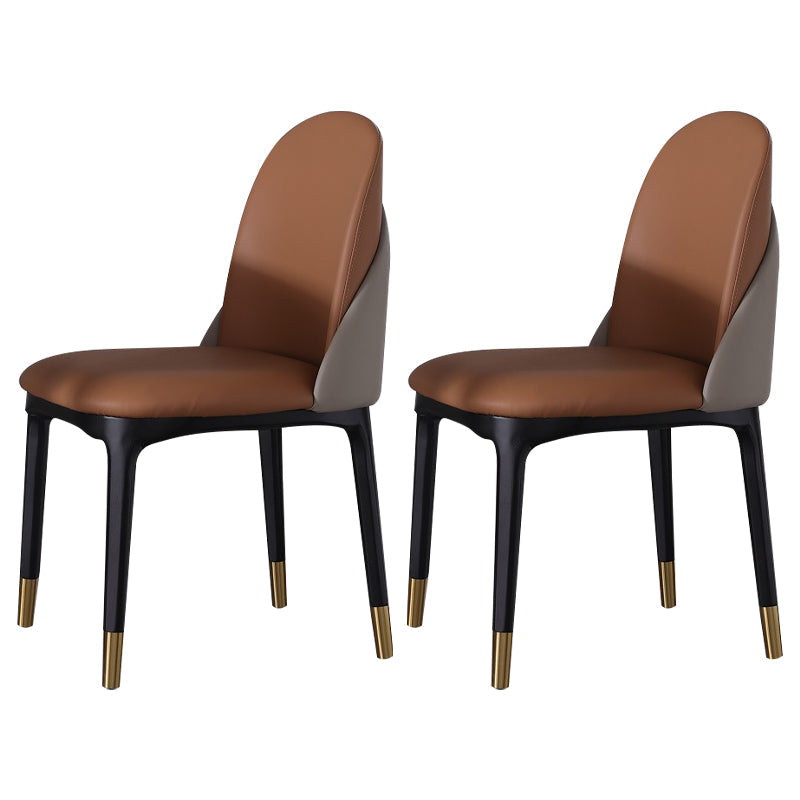 Contemporary Restaurant Parsons Side Chair Leather Dining Chair Brown 2 Piece Set Clearhalo ' kitchen&dining_furn' 'Dining Chairs' 'Dining Tables & Seating' 'dining_chair' 'furn' 'furn_dining_chair' 'Furniture' 'furniture_dining_chair' 'Kitchen & Dining Furniture' 'kitchen' 4238392