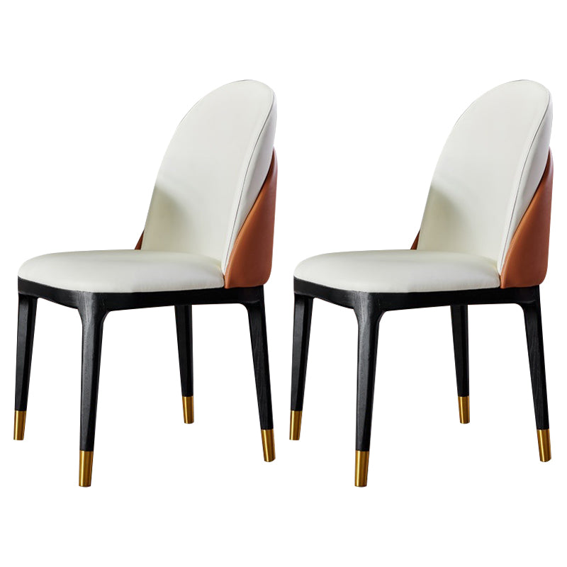 Contemporary Restaurant Parsons Side Chair Leather Dining Chair White-Orange 2 Piece Set Clearhalo ' kitchen&dining_furn' 'Dining Chairs' 'Dining Tables & Seating' 'dining_chair' 'furn' 'furn_dining_chair' 'Furniture' 'furniture_dining_chair' 'Kitchen & Dining Furniture' 'kitchen' 4238393