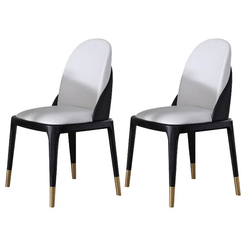 Contemporary Restaurant Parsons Side Chair Leather Dining Chair White-Black 2 Piece Set Clearhalo ' kitchen&dining_furn' 'Dining Chairs' 'Dining Tables & Seating' 'dining_chair' 'furn' 'furn_dining_chair' 'Furniture' 'furniture_dining_chair' 'Kitchen & Dining Furniture' 'kitchen' 4238395