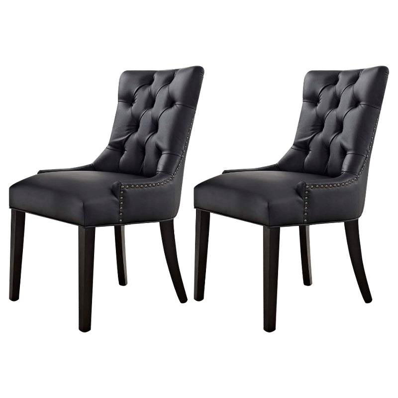 Traditional Upholstered Home Side Chair Parsons Matte Finish Dining Chair with Black Legs Black 2 Piece Set Clearhalo ' kitchen&dining_furn' 'Dining Chairs' 'Dining Tables & Seating' 'dining_chair' 'furn' 'furn_dining_chair' 'Furniture' 'furniture_dining_chair' 'Kitchen & Dining Furniture' 'kitchen' 4238407