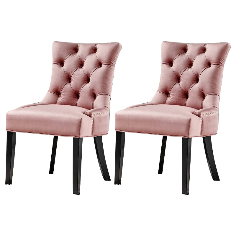 Traditional Upholstered Home Side Chair Parsons Matte Finish Dining Chair with Black Legs Pink 2 Piece Set Clearhalo ' kitchen&dining_furn' 'Dining Chairs' 'Dining Tables & Seating' 'dining_chair' 'furn' 'furn_dining_chair' 'Furniture' 'furniture_dining_chair' 'Kitchen & Dining Furniture' 'kitchen' 4238417