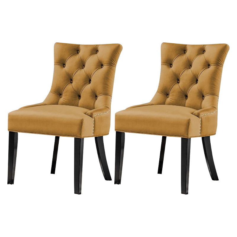 Traditional Upholstered Home Side Chair Parsons Matte Finish Dining Chair with Black Legs Brown 2 Piece Set Clearhalo ' kitchen&dining_furn' 'Dining Chairs' 'Dining Tables & Seating' 'dining_chair' 'furn' 'furn_dining_chair' 'Furniture' 'furniture_dining_chair' 'Kitchen & Dining Furniture' 'kitchen' 4238420