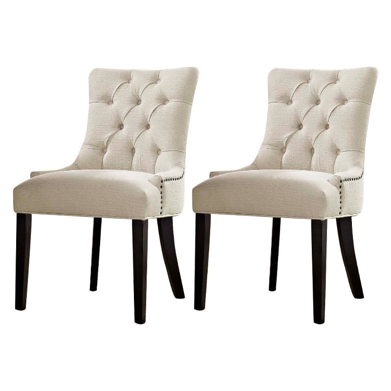 Traditional Upholstered Home Side Chair Parsons Matte Finish Dining Chair with Black Legs Beige 2 Piece Set Clearhalo ' kitchen&dining_furn' 'Dining Chairs' 'Dining Tables & Seating' 'dining_chair' 'furn' 'furn_dining_chair' 'Furniture' 'furniture_dining_chair' 'Kitchen & Dining Furniture' 'kitchen' 4238424