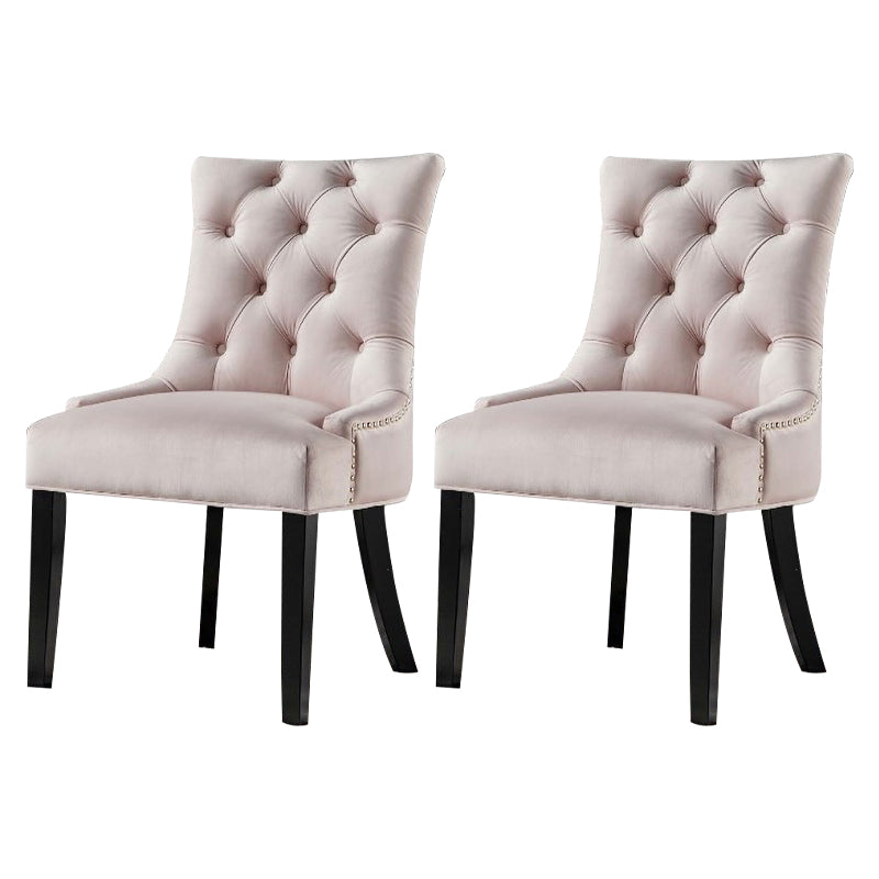 Traditional Upholstered Home Side Chair Parsons Matte Finish Dining Chair with Black Legs Light Pink 2 Piece Set Clearhalo ' kitchen&dining_furn' 'Dining Chairs' 'Dining Tables & Seating' 'dining_chair' 'furn' 'furn_dining_chair' 'Furniture' 'furniture_dining_chair' 'Kitchen & Dining Furniture' 'kitchen' 4238428