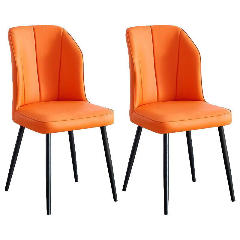 Contemporary Metal Dining Room Chair Wingback Armless Chair for Restaurant Use Orange 2 Piece Set Clearhalo ' kitchen&dining_furn' 'Dining Chairs' 'Dining Tables & Seating' 'dining_chair' 'furn' 'furn_dining_chair' 'Furniture' 'furniture_dining_chair' 'Kitchen & Dining Furniture' 'kitchen' 4238448