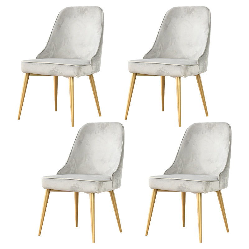 Glam Upholstered Restaurant Side Chair Parsons Matte Finish Dining Chair Light Gray Set of 4 Clearhalo ' kitchen&dining_furn' 'Dining Chairs' 'Dining Tables & Seating' 'dining_chair' 'Furniture' 'furniture_dining_chair' 'Kitchen & Dining Furniture' 'kitchen' 4238470
