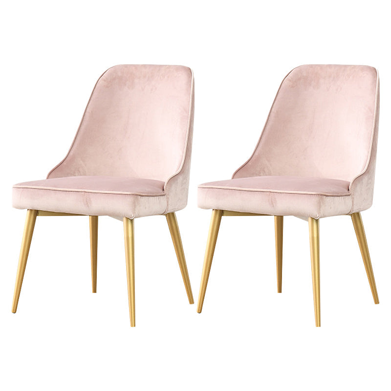 Glam Upholstered Restaurant Side Chair Parsons Matte Finish Dining Chair Pink Set of 2 Clearhalo ' kitchen&dining_furn' 'Dining Chairs' 'Dining Tables & Seating' 'dining_chair' 'Furniture' 'furniture_dining_chair' 'Kitchen & Dining Furniture' 'kitchen' 4238471