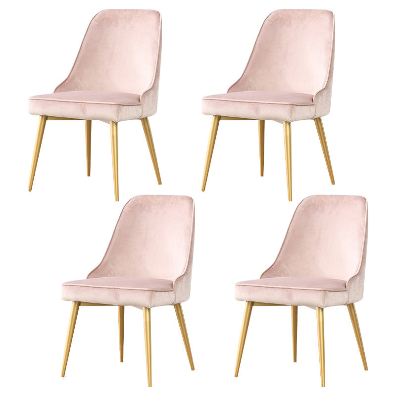 Glam Upholstered Restaurant Side Chair Parsons Matte Finish Dining Chair Pink Set of 4 Clearhalo ' kitchen&dining_furn' 'Dining Chairs' 'Dining Tables & Seating' 'dining_chair' 'Furniture' 'furniture_dining_chair' 'Kitchen & Dining Furniture' 'kitchen' 4238473