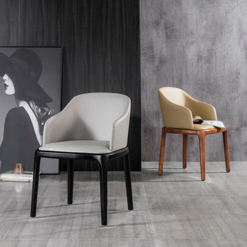 Modern Wood Dining Room Chair Arm Faux Leather Dining Chairs for Home Use Clearhalo ' kitchen&dining_furn' 'Dining Chairs' 'Dining Tables & Seating' 'dining_chair' 'furn' 'furn_dining_chair' 'Furniture' 'furniture_dining_chair' 'Kitchen & Dining Furniture' 'kitchen' 4238488