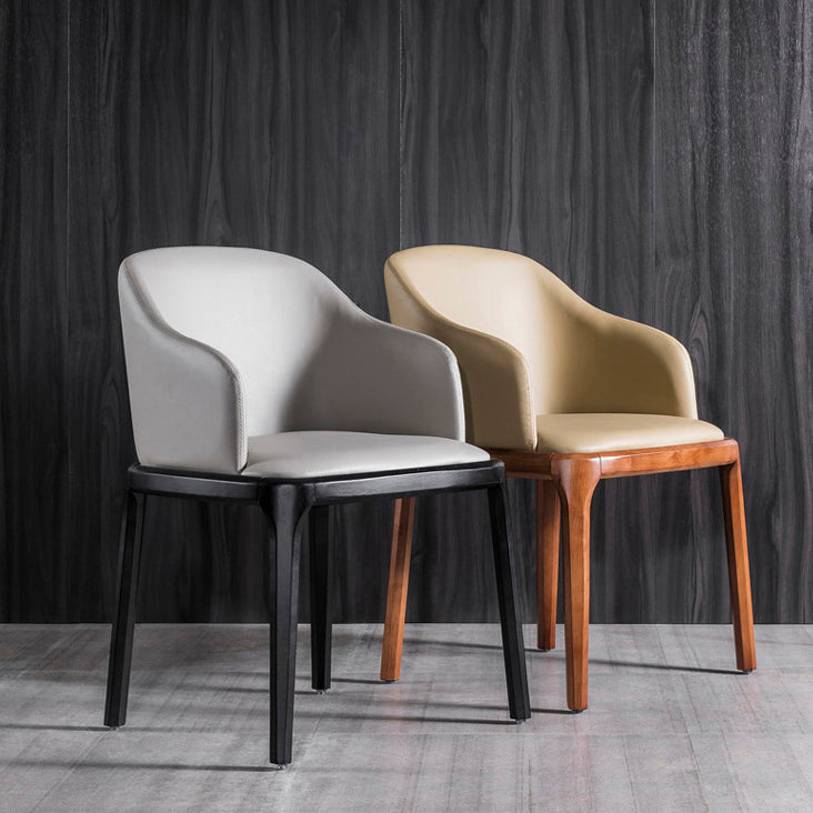 Modern Wood Dining Room Chair Arm Faux Leather Dining Chairs for Home Use Clearhalo ' kitchen&dining_furn' 'Dining Chairs' 'Dining Tables & Seating' 'dining_chair' 'furn' 'furn_dining_chair' 'Furniture' 'furniture_dining_chair' 'Kitchen & Dining Furniture' 'kitchen' 4238490