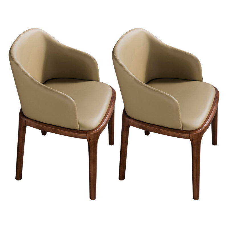 Modern Wood Dining Room Chair Arm Faux Leather Dining Chairs for Home Use Khaki 2 Piece Set Clearhalo ' kitchen&dining_furn' 'Dining Chairs' 'Dining Tables & Seating' 'dining_chair' 'furn' 'furn_dining_chair' 'Furniture' 'furniture_dining_chair' 'Kitchen & Dining Furniture' 'kitchen' 4238494