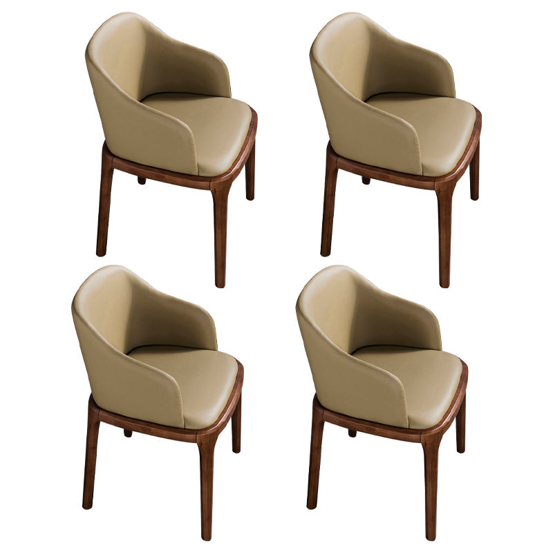 Modern Wood Dining Room Chair Arm Faux Leather Dining Chairs for Home Use Khaki 4 Piece Set Clearhalo ' kitchen&dining_furn' 'Dining Chairs' 'Dining Tables & Seating' 'dining_chair' 'furn' 'furn_dining_chair' 'Furniture' 'furniture_dining_chair' 'Kitchen & Dining Furniture' 'kitchen' 4238496
