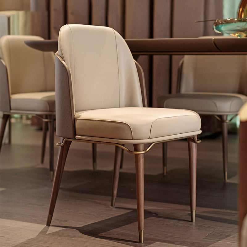 Modern Restaurant Parsons Side Chair Leather Dining Chair with Walnut Legs Clearhalo ' kitchen&dining_furn' 'Dining Chairs' 'Dining Tables & Seating' 'dining_chair' 'furn' 'furn_dining_chair' 'Furniture' 'furniture_dining_chair' 'Kitchen & Dining Furniture' 'kitchen' 4238501