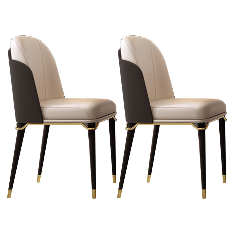 Modern Restaurant Parsons Side Chair Leather Dining Chair with Walnut Legs Grey 2 Piece Set Clearhalo ' kitchen&dining_furn' 'Dining Chairs' 'Dining Tables & Seating' 'dining_chair' 'furn' 'furn_dining_chair' 'Furniture' 'furniture_dining_chair' 'Kitchen & Dining Furniture' 'kitchen' 4238502