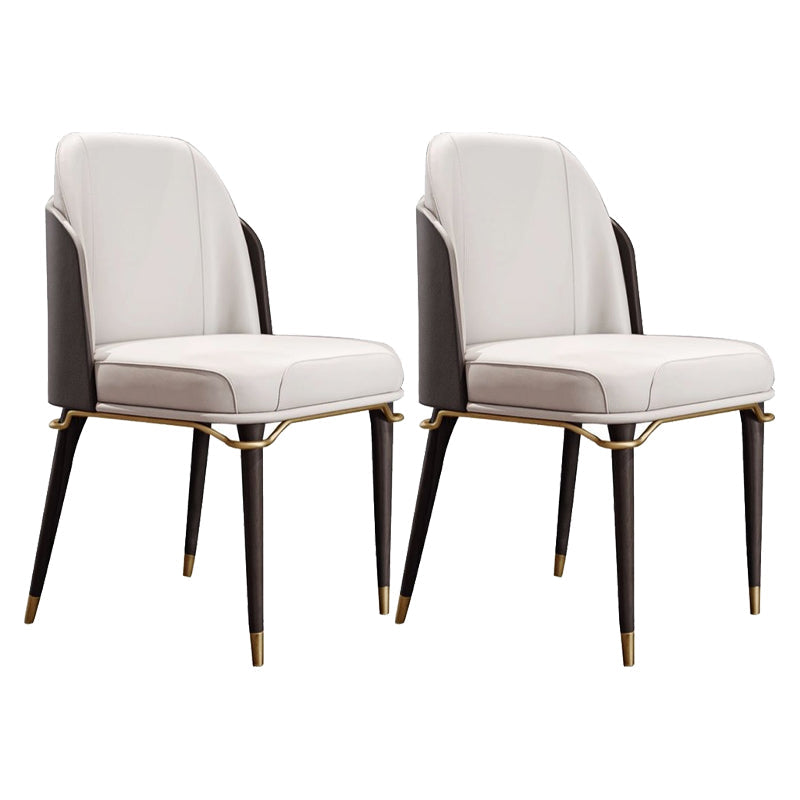 Modern Restaurant Parsons Side Chair Leather Dining Chair with Walnut Legs Dark Gray 2 Piece Set Clearhalo ' kitchen&dining_furn' 'Dining Chairs' 'Dining Tables & Seating' 'dining_chair' 'furn' 'furn_dining_chair' 'Furniture' 'furniture_dining_chair' 'Kitchen & Dining Furniture' 'kitchen' 4238505