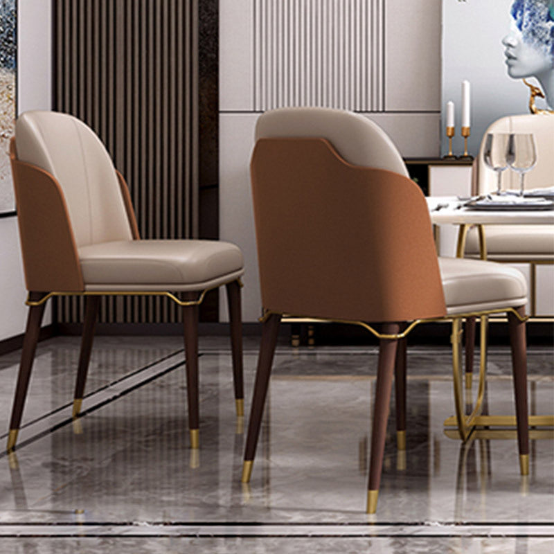 Modern Restaurant Parsons Side Chair Leather Dining Chair with Walnut Legs Clearhalo ' kitchen&dining_furn' 'Dining Chairs' 'Dining Tables & Seating' 'dining_chair' 'furn' 'furn_dining_chair' 'Furniture' 'furniture_dining_chair' 'Kitchen & Dining Furniture' 'kitchen' 4238506