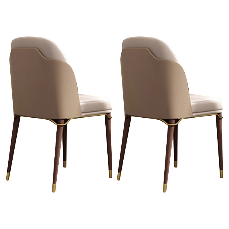 Modern Restaurant Parsons Side Chair Leather Dining Chair with Walnut Legs Khaki 2 Piece Set Clearhalo ' kitchen&dining_furn' 'Dining Chairs' 'Dining Tables & Seating' 'dining_chair' 'furn' 'furn_dining_chair' 'Furniture' 'furniture_dining_chair' 'Kitchen & Dining Furniture' 'kitchen' 4238508