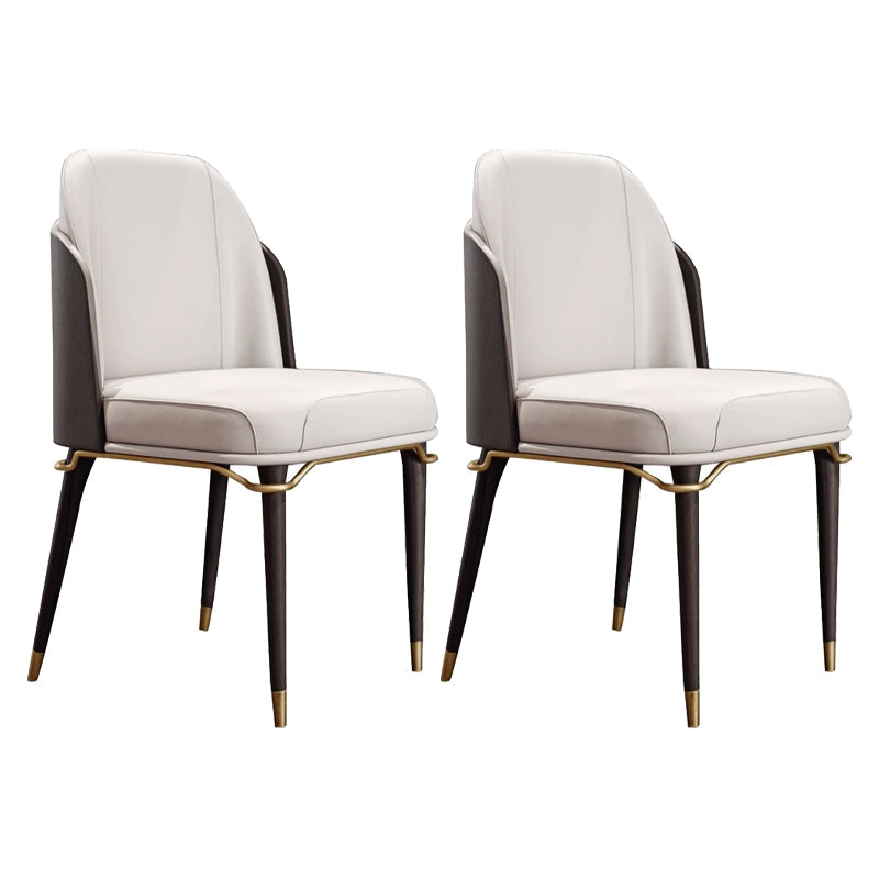 Contemporary Conference Room Parsons Side Chair Beige Leather Dining Chair Off-White 2 Piece Set Clearhalo ' kitchen&dining_furn' 'Dining Chairs' 'Dining Tables & Seating' 'dining_chair' 'furn' 'furn_dining_chair' 'Furniture' 'furniture_dining_chair' 'Kitchen & Dining Furniture' 'kitchen' 4238517