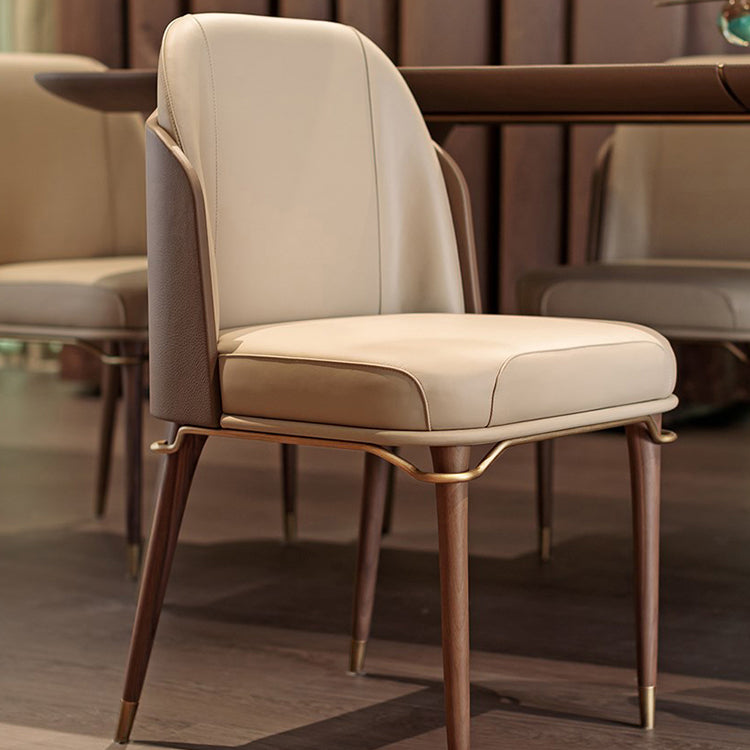 Contemporary Conference Room Parsons Side Chair Beige Leather Dining Chair Clearhalo ' kitchen&dining_furn' 'Dining Chairs' 'Dining Tables & Seating' 'dining_chair' 'furn' 'furn_dining_chair' 'Furniture' 'furniture_dining_chair' 'Kitchen & Dining Furniture' 'kitchen' 4238518