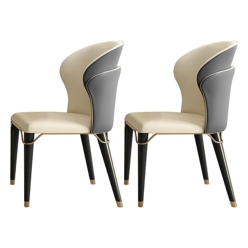 Glam Wood Dining Armless Chairs Wingback Chair for Restaurant Use Dark Gray 2 Piece Set Clearhalo ' kitchen&dining_furn' 'Dining Chairs' 'Dining Tables & Seating' 'dining_chair' 'furn' 'furn_dining_chair' 'Furniture' 'furniture_dining_chair' 'Kitchen & Dining Furniture' 'kitchen' 4238527
