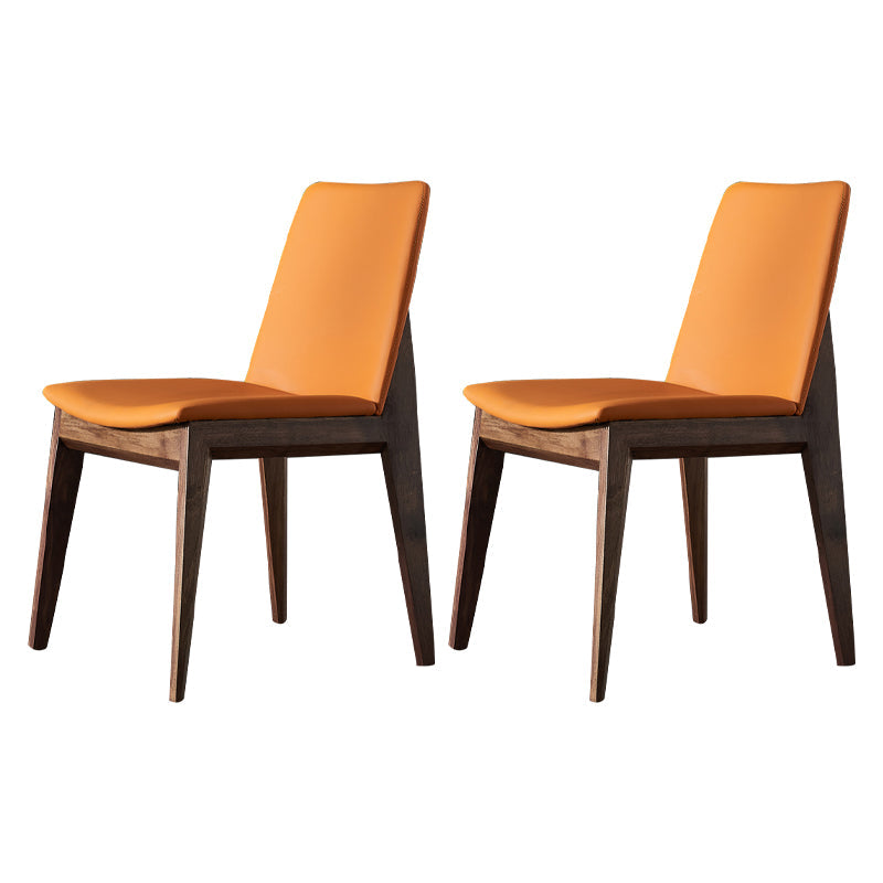 Traditional Wood Dining Armless Chair Faux Leather Side Chair for Restaurant Use Orange 2 Piece Set Clearhalo ' kitchen&dining_furn' 'Dining Chairs' 'Dining Tables & Seating' 'dining_chair' 'furn' 'furn_dining_chair' 'Furniture' 'furniture_dining_chair' 'Kitchen & Dining Furniture' 'kitchen' 4238547