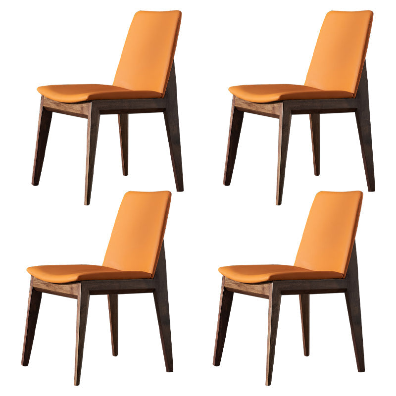 Traditional Wood Dining Armless Chair Faux Leather Side Chair for Restaurant Use Orange 4 Piece Set Clearhalo ' kitchen&dining_furn' 'Dining Chairs' 'Dining Tables & Seating' 'dining_chair' 'furn' 'furn_dining_chair' 'Furniture' 'furniture_dining_chair' 'Kitchen & Dining Furniture' 'kitchen' 4238549