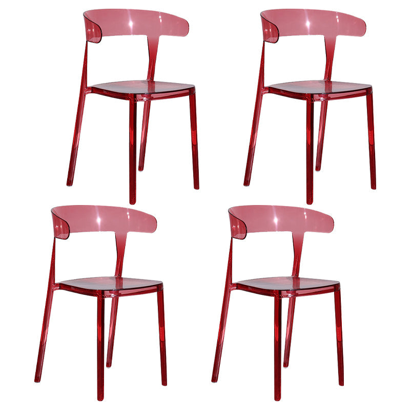 Nordic Style Plastic Dining Room Chair Open Back Dining Side Chair for Restaurant Use Red 4 Piece Set Clearhalo ' kitchen&dining_furn' 'Dining Chairs' 'Dining Tables & Seating' 'dining_chair' 'furn' 'furn_dining_chair' 'Furniture' 'furniture_dining_chair' 'Kitchen & Dining Furniture' 'kitchen' 4238571
