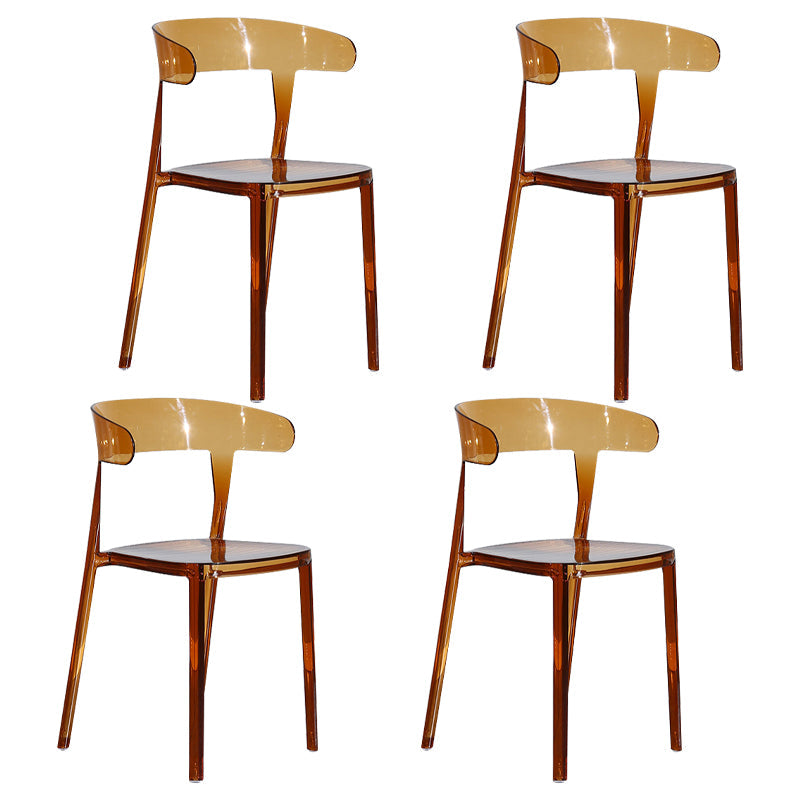 Nordic Style Plastic Dining Room Chair Open Back Dining Side Chair for Restaurant Use Brown 4 Piece Set Clearhalo ' kitchen&dining_furn' 'Dining Chairs' 'Dining Tables & Seating' 'dining_chair' 'furn' 'furn_dining_chair' 'Furniture' 'furniture_dining_chair' 'Kitchen & Dining Furniture' 'kitchen' 4238576