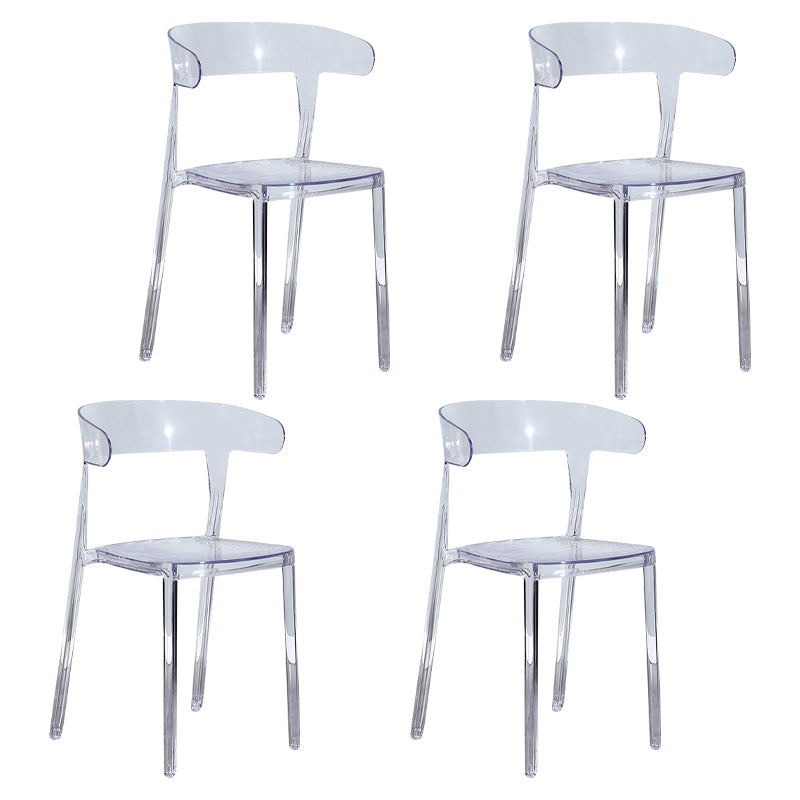 Nordic Style Plastic Dining Room Chair Open Back Dining Side Chair for Restaurant Use Clear 4 Piece Set Clearhalo ' kitchen&dining_furn' 'Dining Chairs' 'Dining Tables & Seating' 'dining_chair' 'furn' 'furn_dining_chair' 'Furniture' 'furniture_dining_chair' 'Kitchen & Dining Furniture' 'kitchen' 4238589