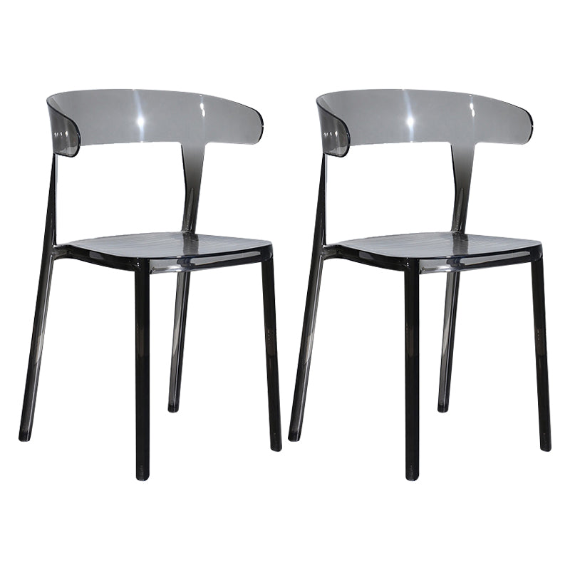 Nordic Style Plastic Dining Room Chair Open Back Dining Side Chair for Restaurant Use Smoke Gray 2 Piece Set Clearhalo ' kitchen&dining_furn' 'Dining Chairs' 'Dining Tables & Seating' 'dining_chair' 'furn' 'furn_dining_chair' 'Furniture' 'furniture_dining_chair' 'Kitchen & Dining Furniture' 'kitchen' 4238592