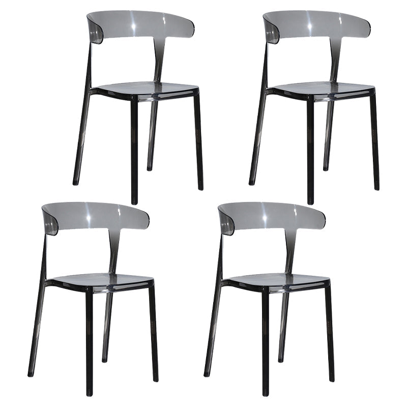 Nordic Style Plastic Dining Room Chair Open Back Dining Side Chair for Restaurant Use Smoke Gray 4 Piece Set Clearhalo ' kitchen&dining_furn' 'Dining Chairs' 'Dining Tables & Seating' 'dining_chair' 'furn' 'furn_dining_chair' 'Furniture' 'furniture_dining_chair' 'Kitchen & Dining Furniture' 'kitchen' 4238594