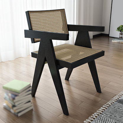 Traditional Wood Dining Arm Chair Wicker Dining Room Chairs for Home Use Black 1 Piece Clearhalo ' kitchen&dining_furn' 'Dining Chairs' 'Dining Tables & Seating' 'dining_chair' 'furn' 'furn_dining_chair' 'Furniture' 'furniture_dining_chair' 'Kitchen & Dining Furniture' 'kitchen' 4238597