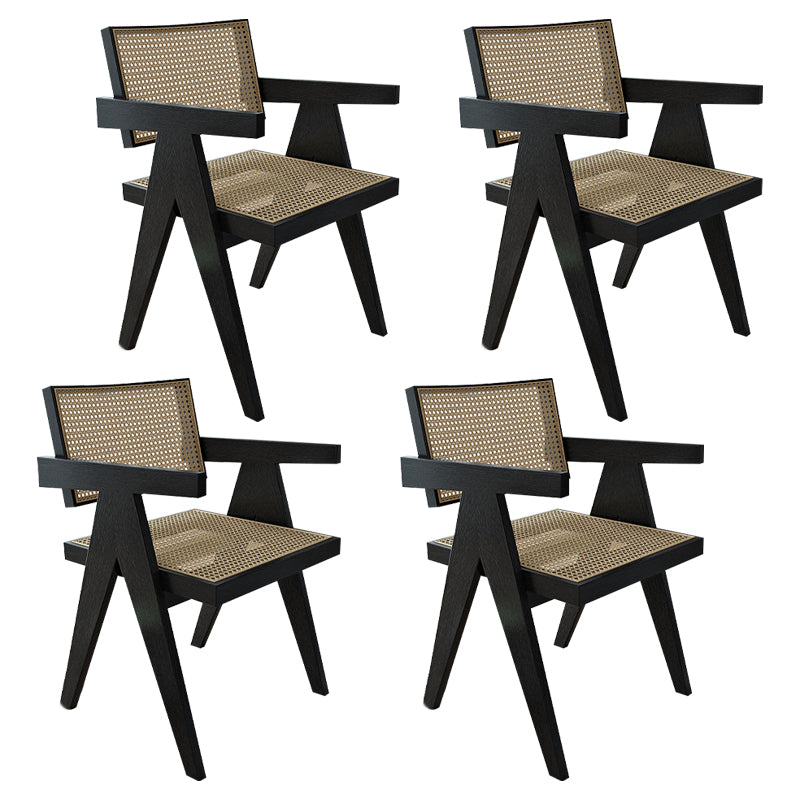 Traditional Wood Dining Arm Chair Wicker Dining Room Chairs for Home Use Black 4 Piece Set Clearhalo ' kitchen&dining_furn' 'Dining Chairs' 'Dining Tables & Seating' 'dining_chair' 'furn' 'furn_dining_chair' 'Furniture' 'furniture_dining_chair' 'Kitchen & Dining Furniture' 'kitchen' 4238600