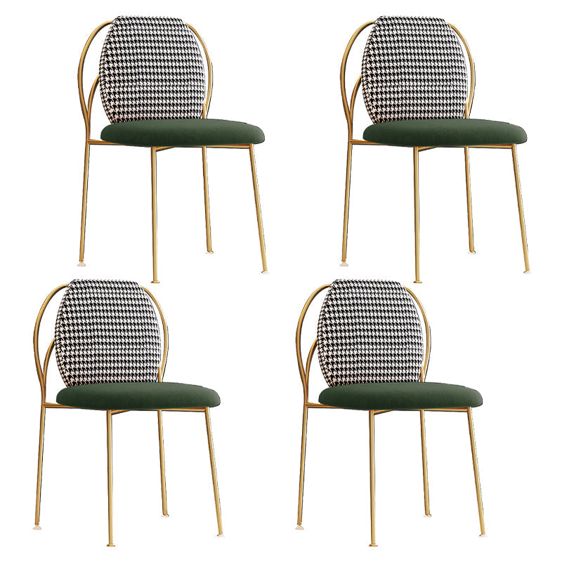 Glam Bedroom Solid Back Side Chair Velvet Matte Finish Dining Chair with Gold Leg Green 4 Piece Set Clearhalo ' kitchen&dining_furn' 'Dining Chairs' 'Dining Tables & Seating' 'dining_chair' 'furn' 'furn_dining_chair' 'Furniture' 'furniture_dining_chair' 'Kitchen & Dining Furniture' 'kitchen' 4238651