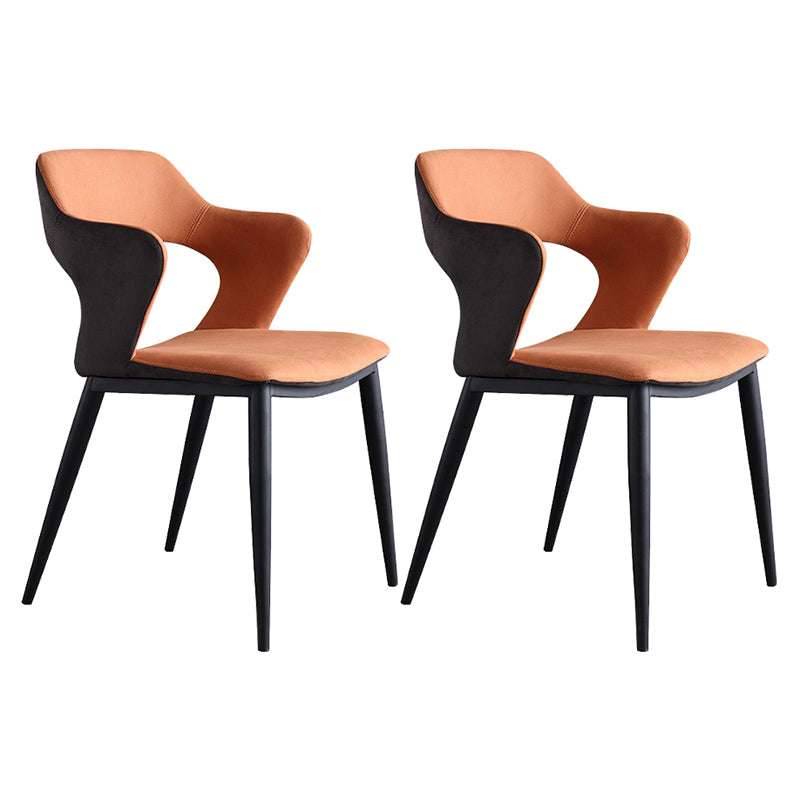 Contemporary Fabric Restaurant Arm Chair Open Back Matte Finish Dining Chair Orange 2 Piece Set Clearhalo ' kitchen&dining_furn' 'Dining Chairs' 'Dining Tables & Seating' 'dining_chair' 'furn' 'furn_dining_chair' 'Furniture' 'furniture_dining_chair' 'Kitchen & Dining Furniture' 'kitchen' 4238665