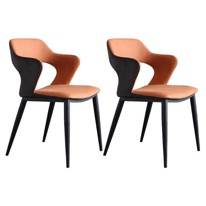 Contemporary Fabric Restaurant Arm Chair Open Back Matte Finish Dining Chair Orange 2 Piece Set Clearhalo ' kitchen&dining_furn' 'Dining Chairs' 'Dining Tables & Seating' 'dining_chair' 'furn' 'furn_dining_chair' 'Furniture' 'furniture_dining_chair' 'Kitchen & Dining Furniture' 'kitchen' 4238665